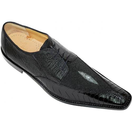Belvedere "Vela" Black Genuine Stingray/Ostrich Shoes